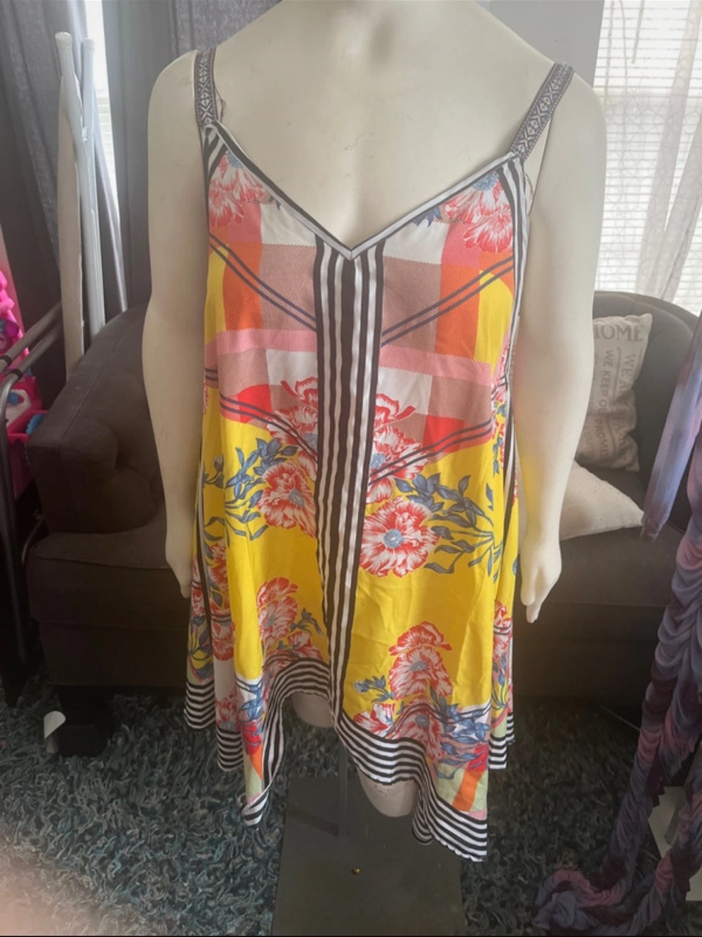 Rise and Blossom Vibrant Floral Yellow Summer Slip Dress